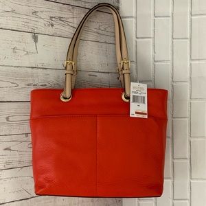 Michael kors orange tote shoulder leather bag